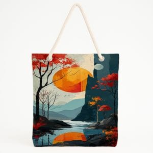 desenli Üç kedi baskılı sanatsal sıcak tonlu plaj Çantası (kopya)