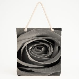Spiral Gül Fotoğraflı Monokrom Plaj Çantası