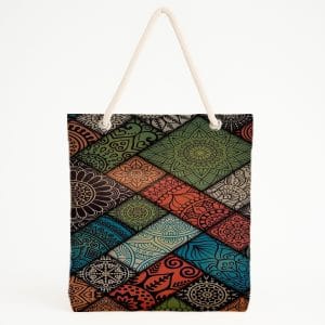 Renkli Mandala Patchwork Desenli Plaj Çantası