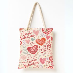 Sevgililer Günü Hediye Omuz Çantası, Kalp Ve Bulut Baskılı Tote Bag