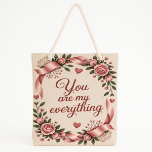 Sevgililer Günü Hediye Plaj Çantası, Kalp Ve Bulut Baskılı Tote Bag