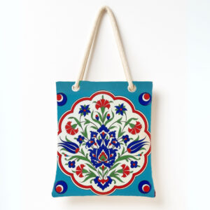 Çini Çiçek Motifleri Omuz Çantası